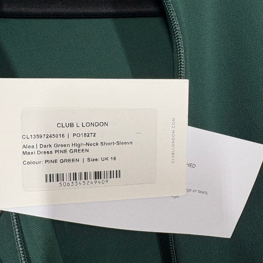 Club L London 12 Alea Dark Green Maxi Dress High Neck Scuba Crepe Gown - Picture 11 of 13